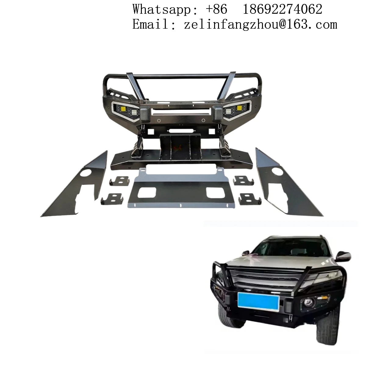 

Steel Front Bumper Kit w/ Tow Hook Cut-Outs Fit For Pajero Sport Montero 2020-2023 Off-Road Heavy Duty
