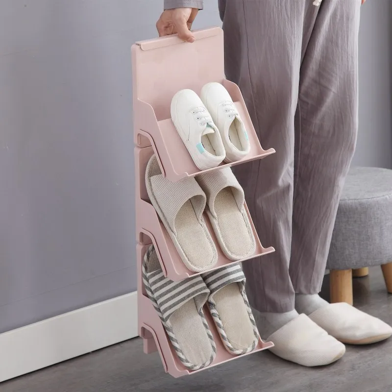 Door Shoe Cabinet Japanese-style Multi-layer Simple Shoe Rack Economical Home Space-saving Plastic Shoe Storage Rack Dormitory