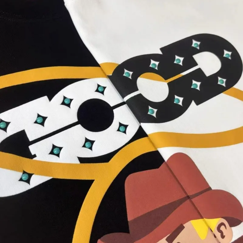 26ss Summer New GOODBRAND ALLDAY Tshirt Color Foam Print Cowboy Rope Letter Logo Round Neck Short Sleeve Men Women Street Outfit