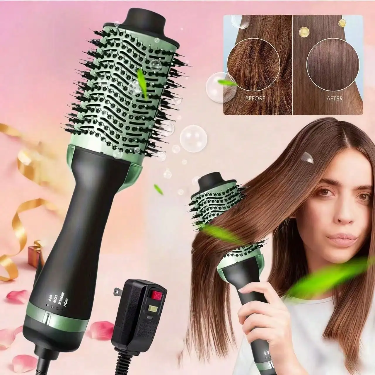 Hair Dryer Brush Blow Dryer In One, Upgraded 4 In 1 Hair Dryer And Styler Volumizer With Negative Ion Hot Air Hair Straightener Brush, Frizz-Free Styling - Ideal For All Hair Types (Straightening, Curling, Voluminous Waves) - Salon & Home Use