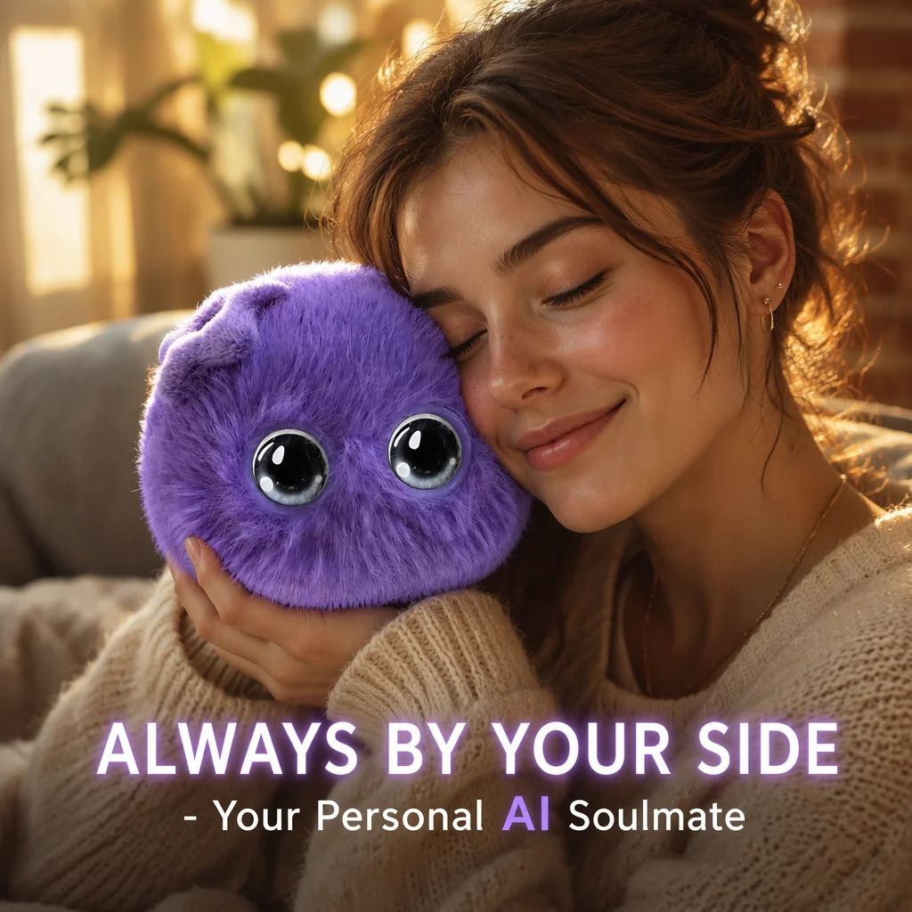 Purple Fluffy AI Emotional Companion Robot Smart Interactive Talking Plush Toy Big Eyes Kawaii Stuffed Doll Kids Sofa Decor Gift