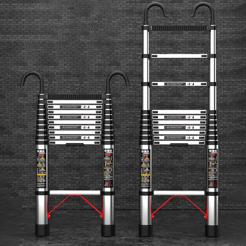 

Multi-functional Telescopic Ladders Lifting Engineering Aluminum Alloy Ladder Portable Stainless Steel Straight Ladder with Hook