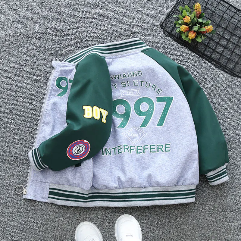 2023 Spring Autumn Boys Letter Cardigan Jacket Coat Toddler Kids Outerwear Casual Sports Coats Children Clothing for 2-12 Years