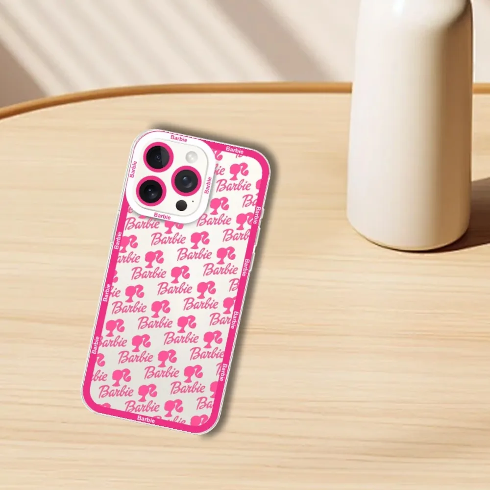 Fashion B-Barbie Doll Phone Case For iPhone Transparent Border Soft Shell 11 12 13 Mini 14 15 Pro Max