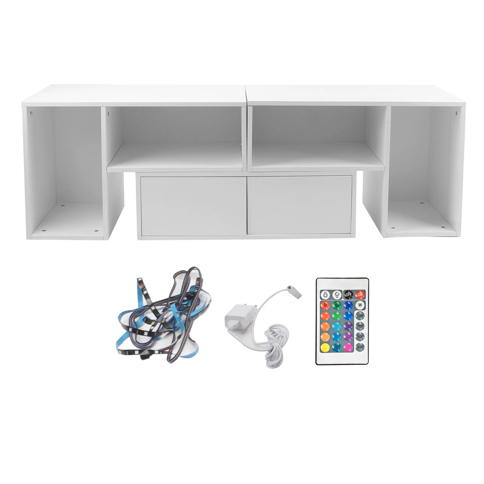

Clearance Deal Universal Sleek Modern Board TV Cabinet Stand Panel Set with LED Light Spacious Drawer Living Room Home Furniture