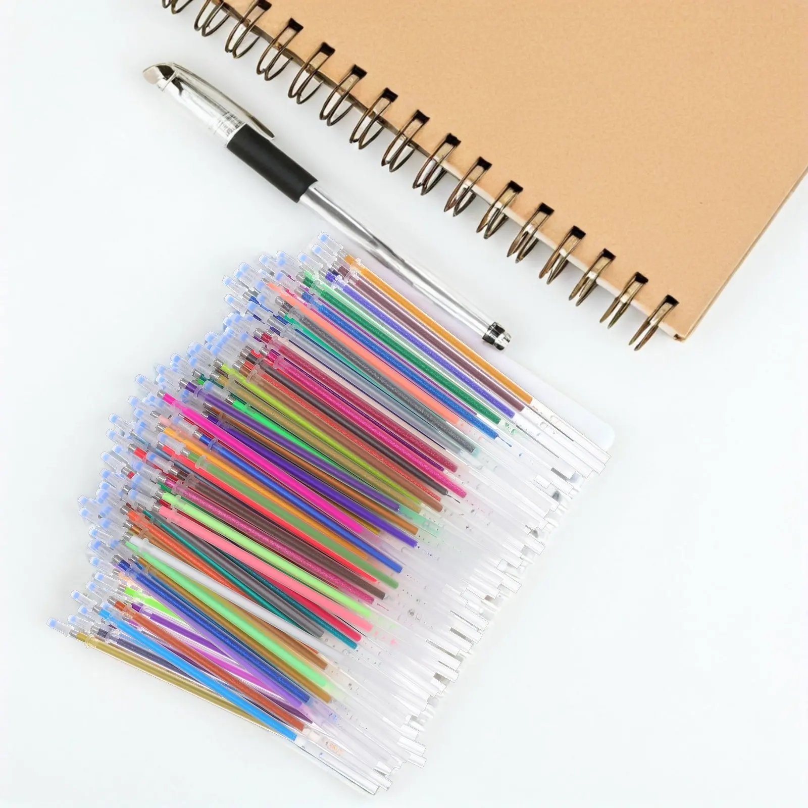 

120Pcs Ink Pen Refills Gel .8mm Multicolor Set with Glitter Metallic Pastel Neon Shades for Creative Drawing Writing
