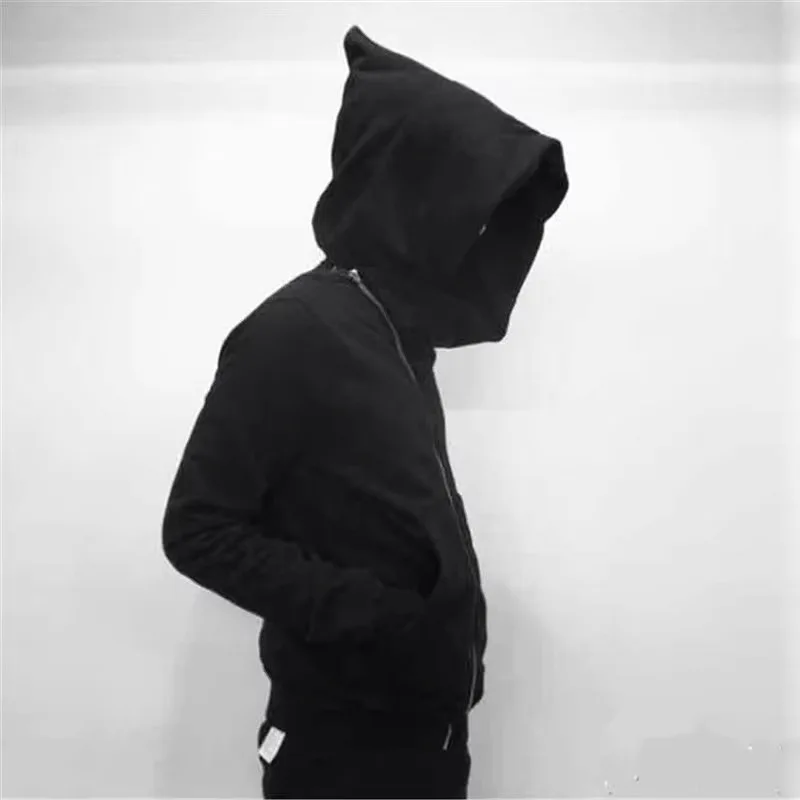 2026 Autumn New Men Zipper Hoodie Harajuku Black Sweatshirts Hip Hop Skateboard Streetwear Cloak Hooded Jacket Coat Men Clothing