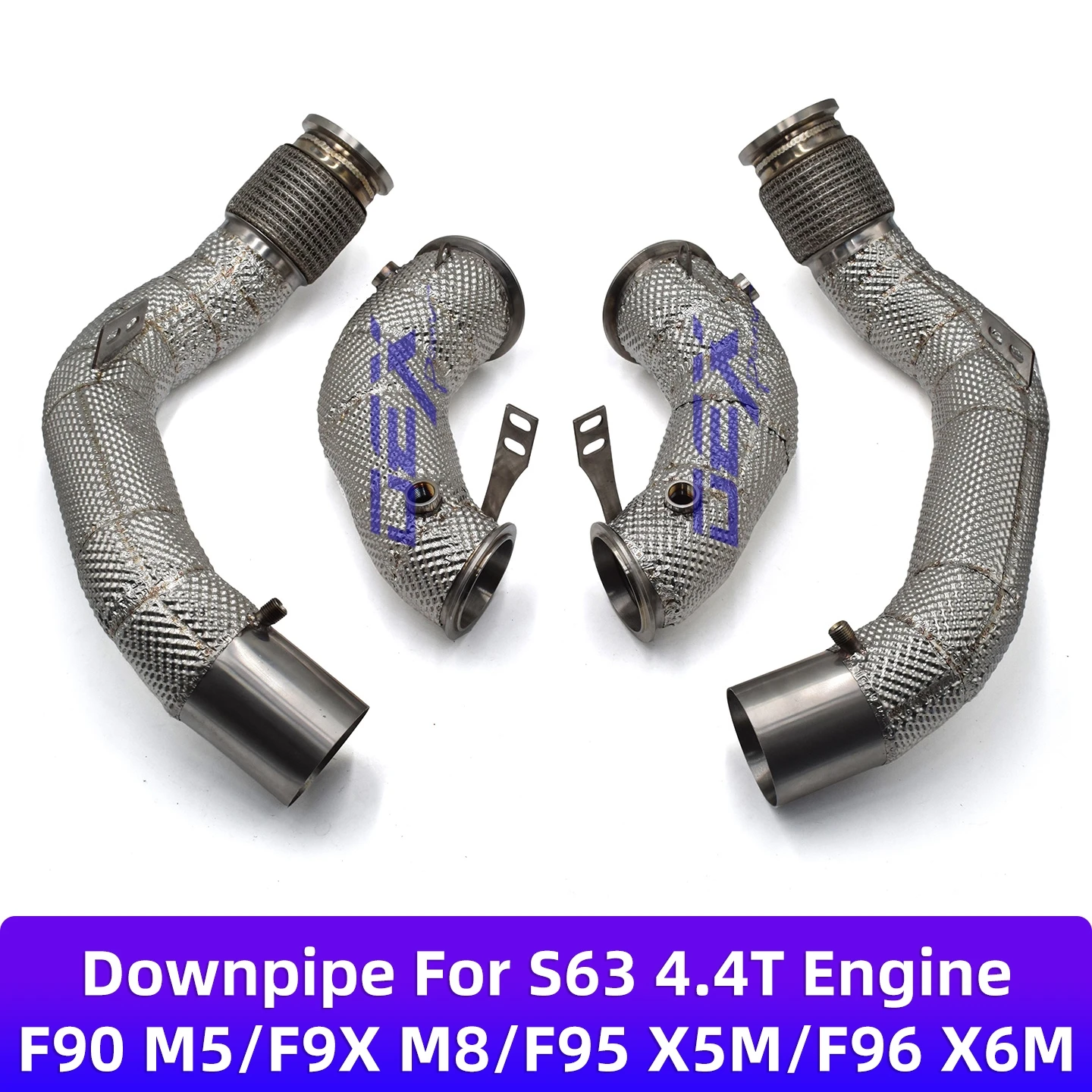 For DEX Downpipe for F90 M5/F9X M8/F95 X5M/F96 X6M S63 4.4T V8 Engine SS304 Heat Shield HighFlow Performance Exhaust Down Pipe