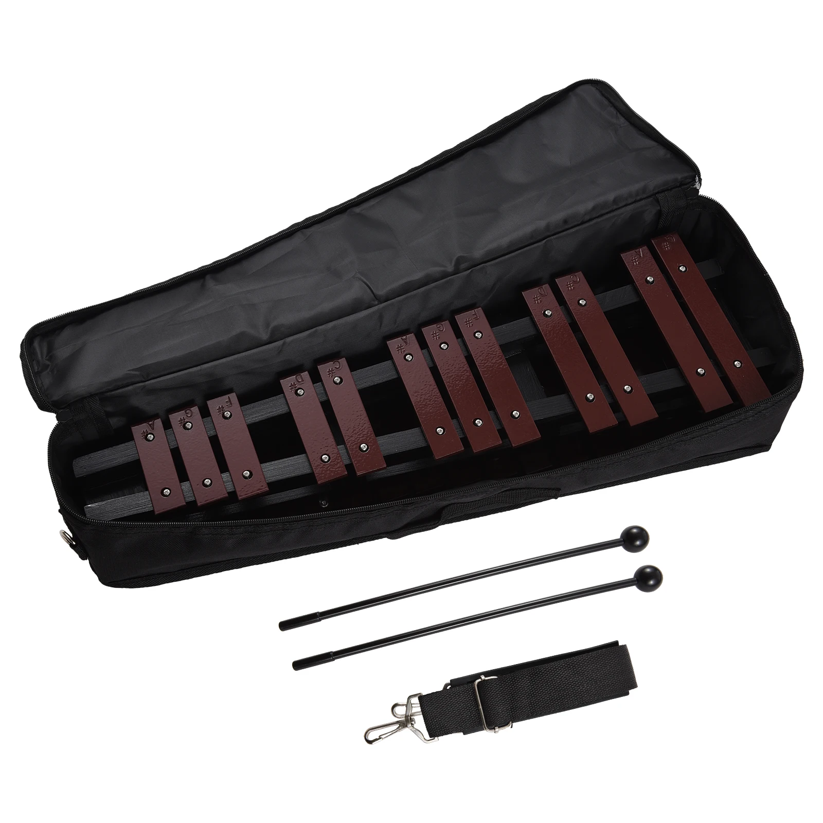 

30 Note Glockenspiel Foldable Xylophone Wooden Frame 5mm Thickness Aluminum Bars with Carrying Bag 2 Mallets Gift