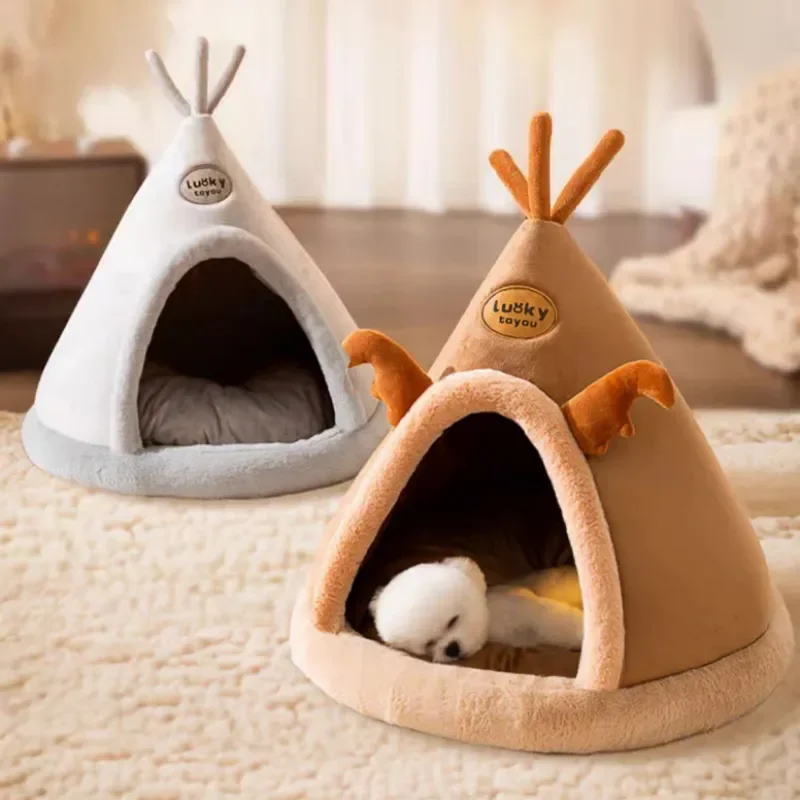 

Winter Warm Pet House Dog Soft Nest Kennel Cozy Sleeping Cave Cat Dog Puppy Christmas Tents Bed Nest For Small Medium Dogs Cats