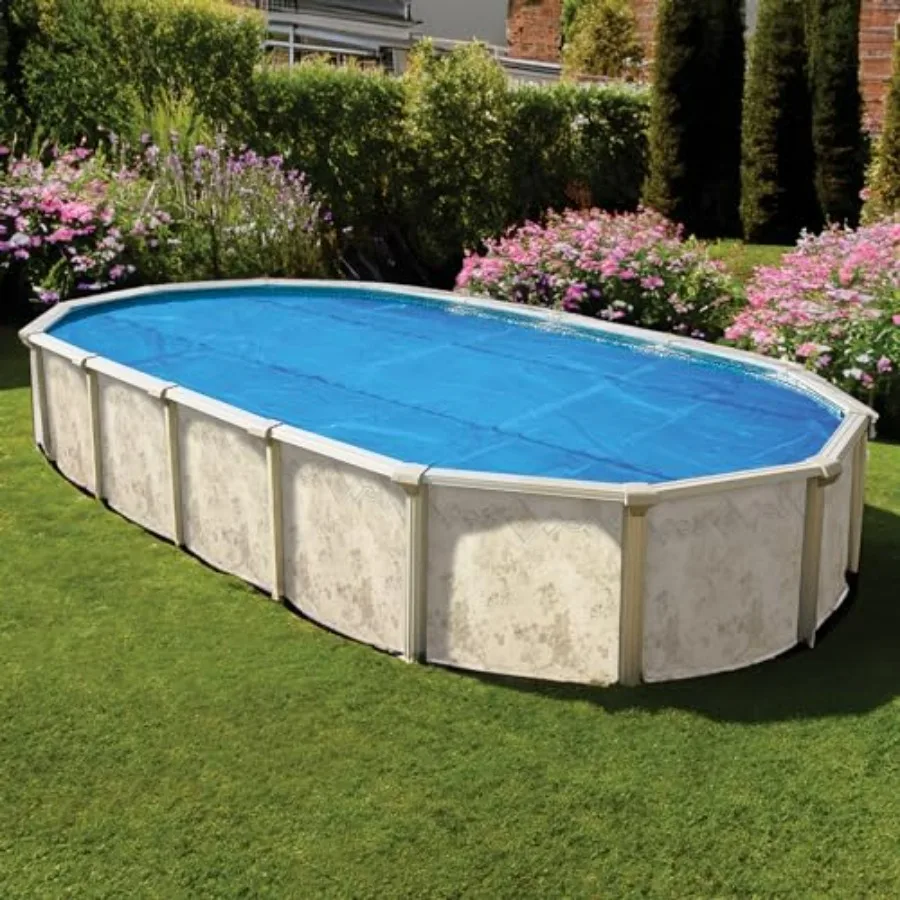 18' x 33' Premium Blue Oval Solar Pool Cover 12 Mil for Solar Heating Above Ground and Inground Pools