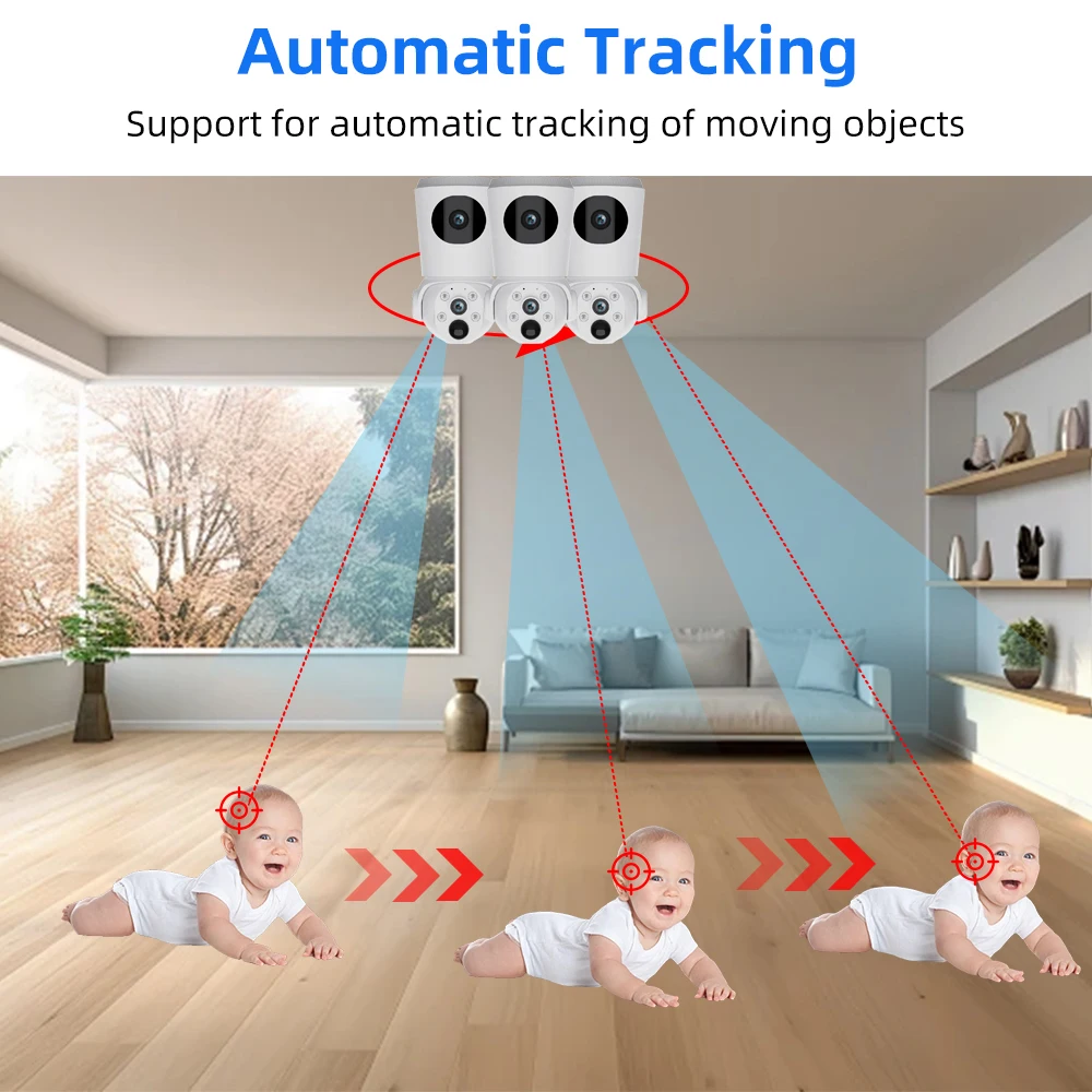 V380 4G SIM Card Camera 4MP PTZ 4K WiFi 360° Baby Monitor AI Cry Detection 4000mAh CCTV