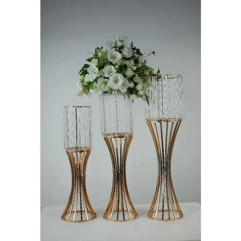 High quality modern flower stand table ornament party home decoration gold metal vase