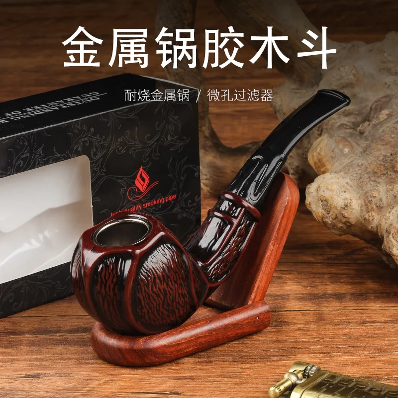 

Changfeng Traditional Old-fashioned Bakelite Filter Smoking Pipe Creative Carving Portable Men Tobacco Dry Tobacco Bag Metal Pot