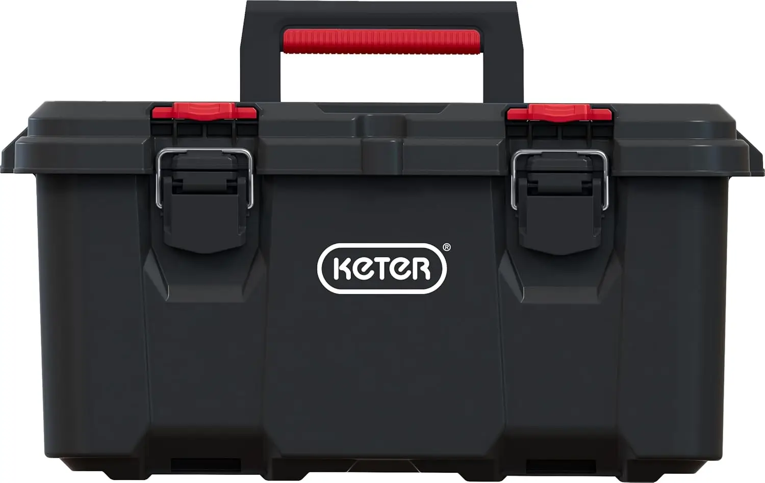 

Modular DIY Toolbox, Stackable, Lightweight, Durable, Water Resistant, with Deep Compartment & Metal Latches, Black