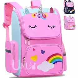 Unicorn primary school students cartoon schoolbag pink blue children's schoolbag kindergarten schoolbag boys girls