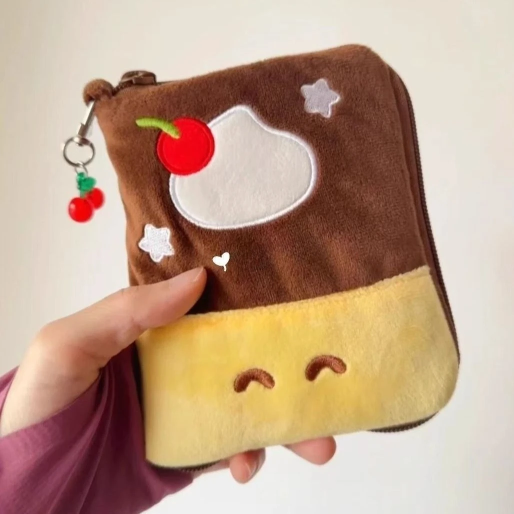 

Cute Pudding Plush Travel Passport Bag Student Portable Change Card Storage Bag