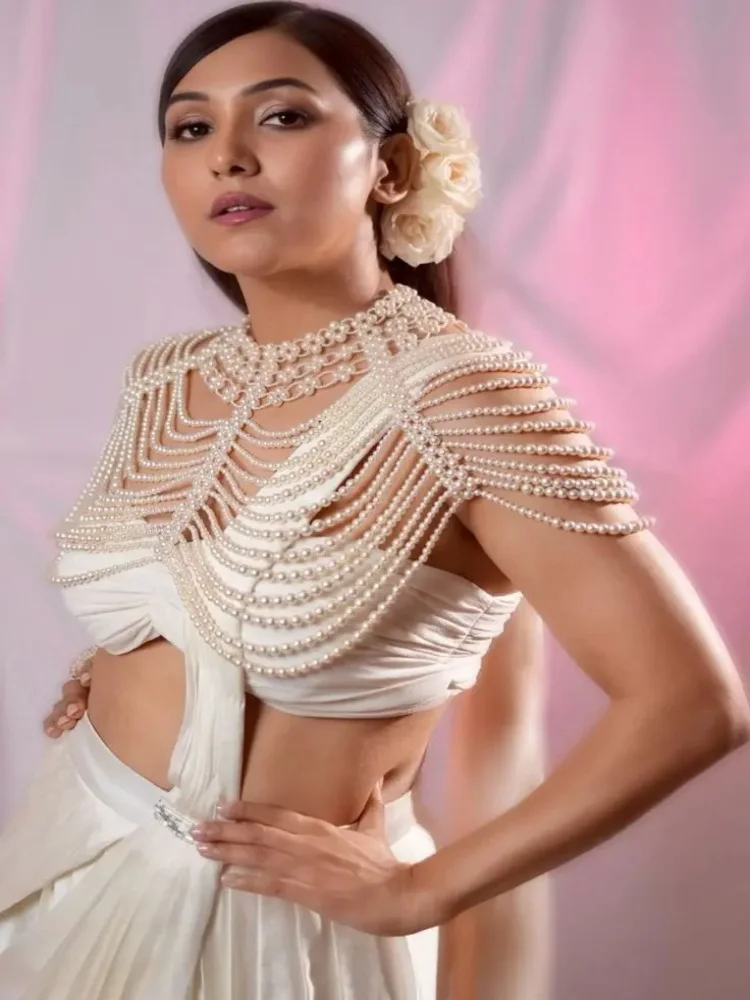 Pearl Body Jewelry totally Hand-made Bikini Bra Fashion Tassel Sexy Girl Birthday Party Night Club Body Chain Chest Chain