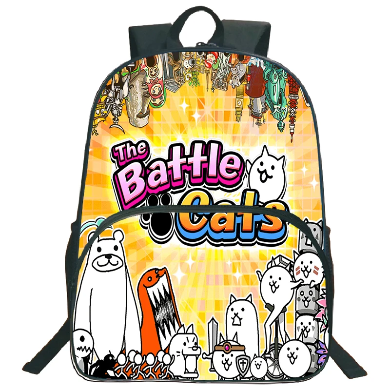 The Battle Cats Print Backpack Funny Cartoon School Bags for Boys Girls Nylon Laptop Daypack Teenager Large Capacity Travel Bag