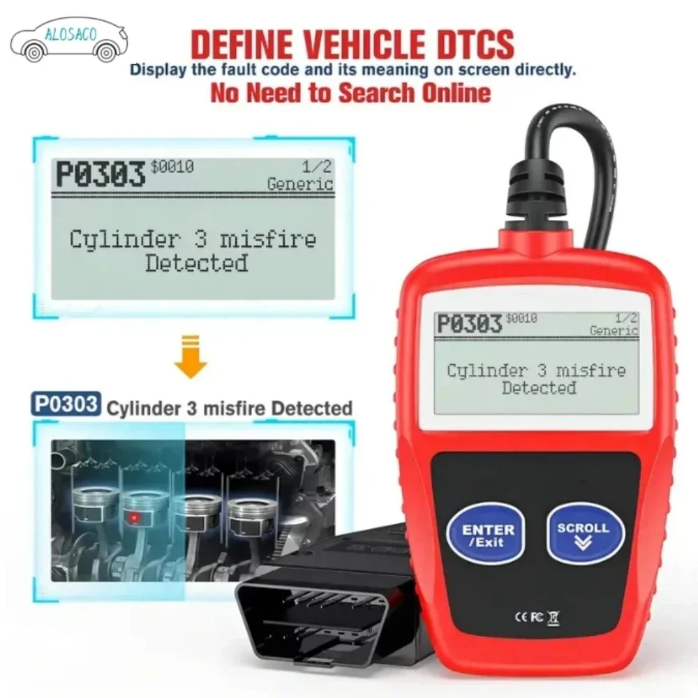 

MS309 OBD2 Car Code Reader 1PC Universal Fault Diagnosis Instrument Clear Fault Codes Diagnostic Scanning Tool for Vehicles