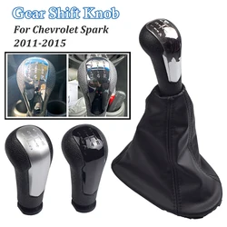 5 Speed Car Lever Change Manual Gear Shift Knob Gearbox Shifter Cover With Boot For Chevrolet Chevy Spark(M300) 2011-2015 Silver