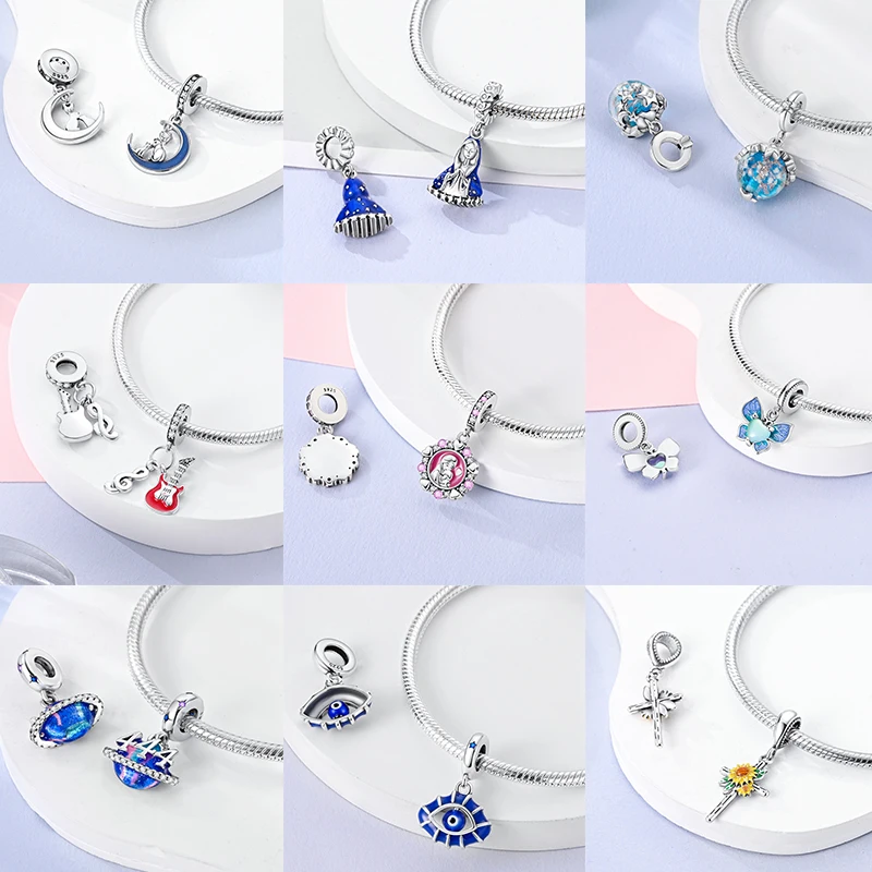 925 Sterling Silber Charm-Perlen Katze Mond Pfote Schmetterling Kreuz Sternennacht Krippenmotiv DIY Armband Halskette Geschenk für Frauen Mädchen – Detail 34