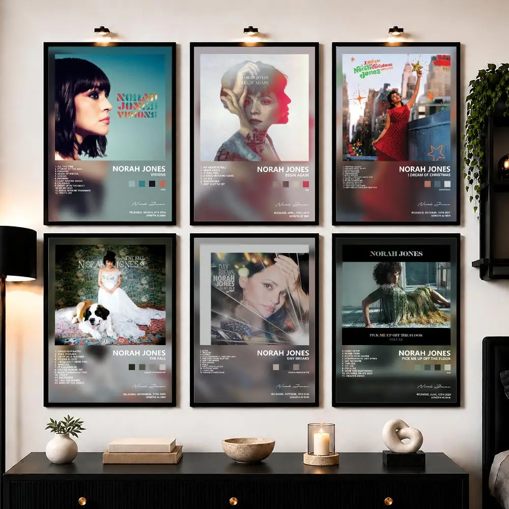 American Jazz Pop Singer N-Norah Jones Poster Wall Art Print Sticker for Bedroom Living Room Dorm Office Modern Home Decor