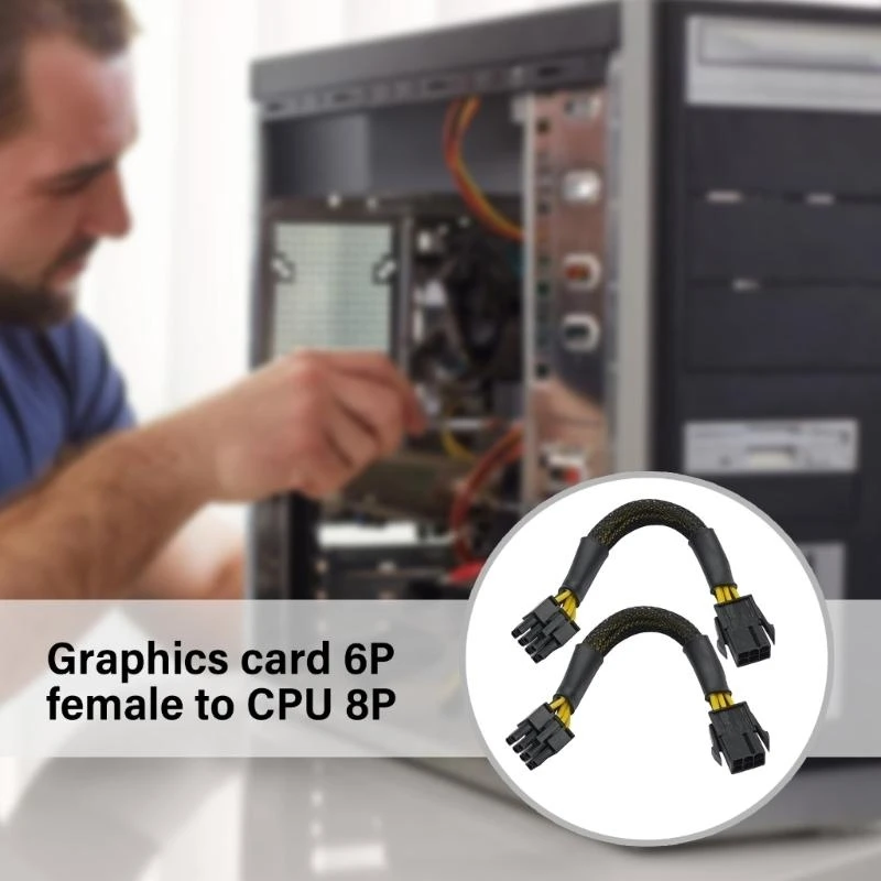 W91A CPU 8 Pin Pin Ekstensi Motherboard Motherboard CPU 8 Pin ke 6pin Adapter Grafis Kartu Power Catu daya adaptor kabel adaptor