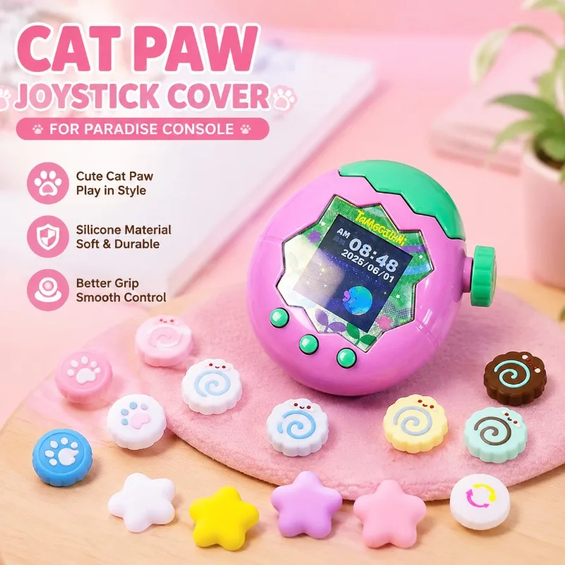 Cute Cat Paw Silicone Knob Cap Compatible with Tamagotchi Paradise Virtual Pet Machine Anti-slip Rotary Button Protector Lovely