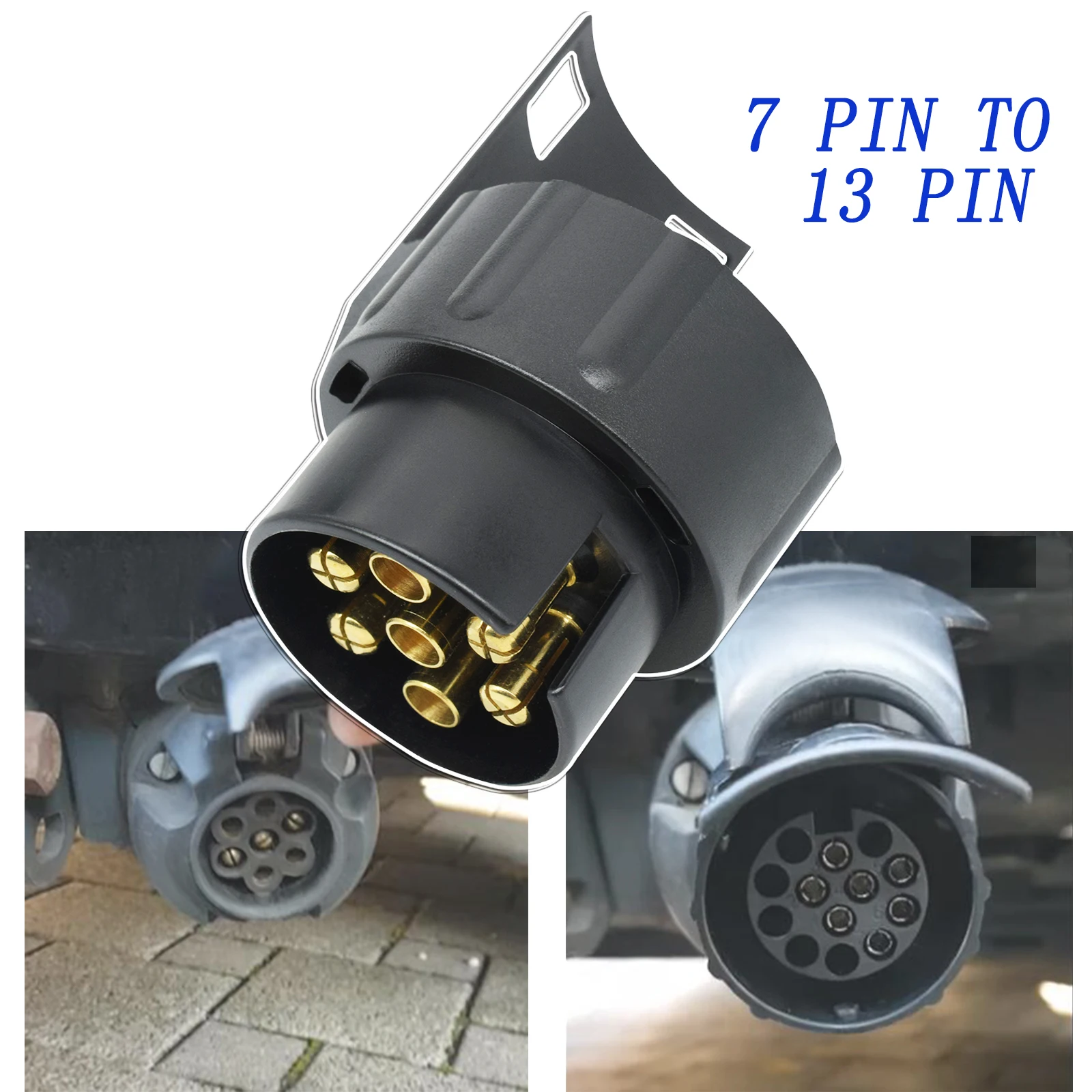 12V Durable 7 Pin To 13 Pin Trailer Adapter Plug Electric Converter Protects Connections Towing Socket Truck Caravan Accessories