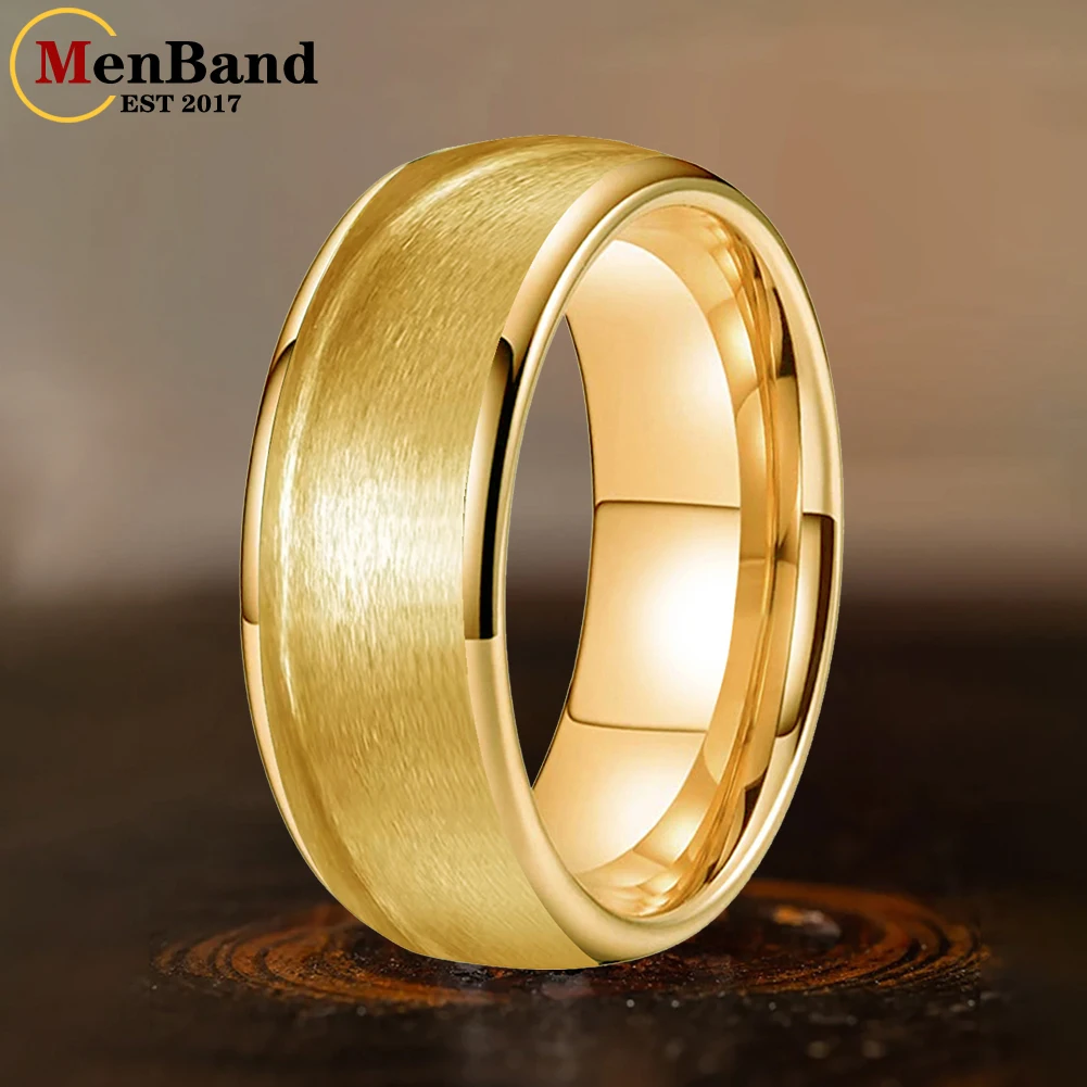 

MenBand 8mm Plating Tungsten Blank Core Ring for Customized Inlay with 6mm Groove Domed Polished Comfort Fit