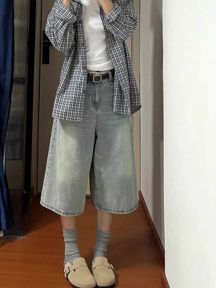 Pantalones Vaqueros Anchos de Pierna Ancha Estilo Retro Americano para Mujer, Cintura Alta, Holgados, Estilo Informal, Largos hasta el Suelo