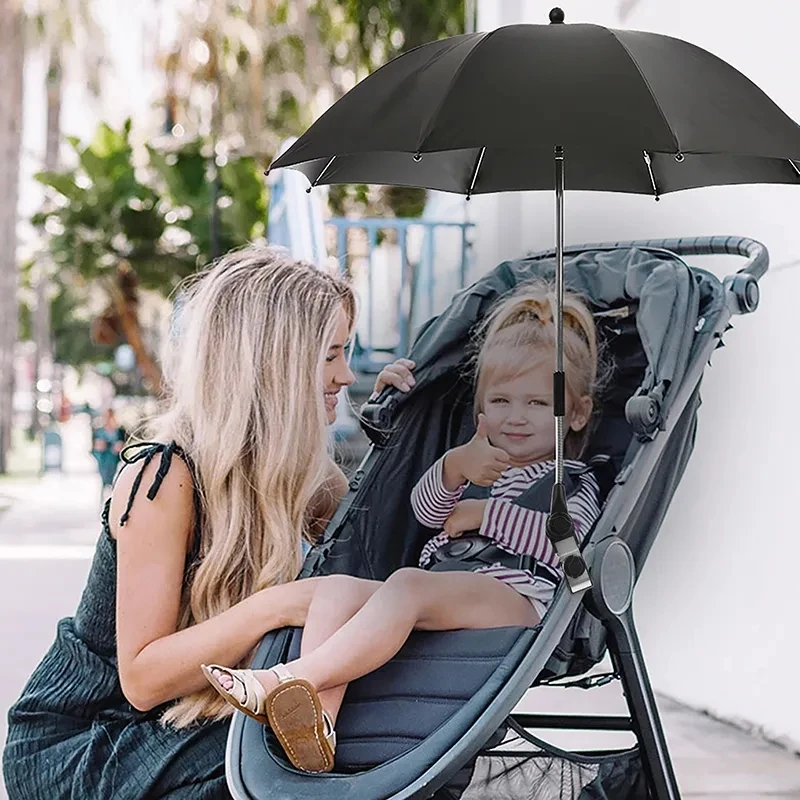 

Stroller Folding Umbrella UV Protection Sun Protection Rainproof Parasol Adjustable Universal Stroller Awning