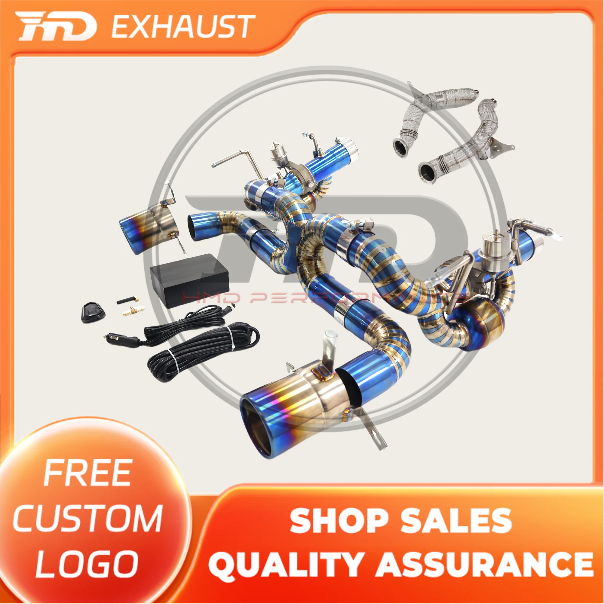 

HMD Hot SaleTitanium Exhaust System Performance full exhaust downpipe Catback for Ferrari F8 GTB With Valve And Tips