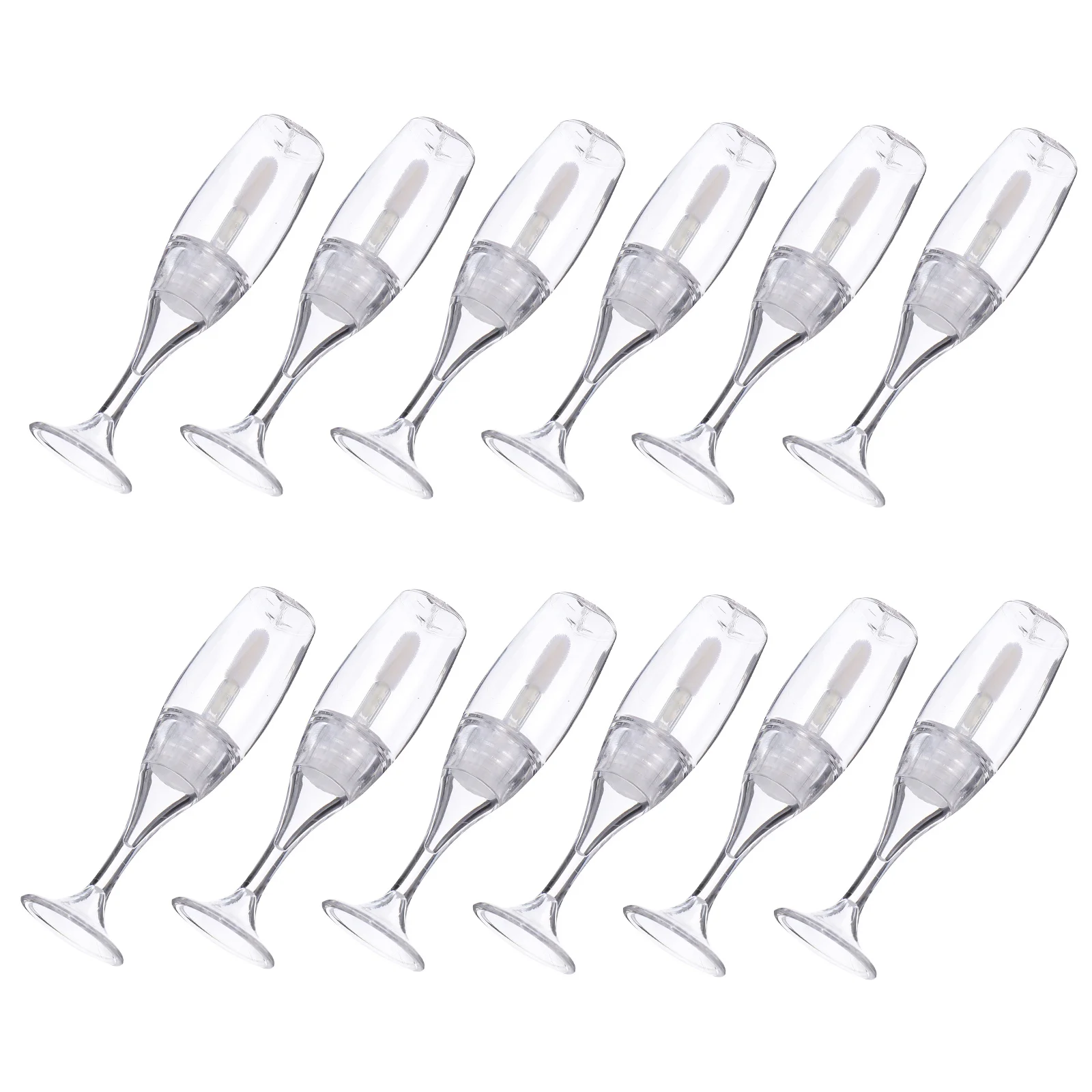 12개입 와인잔 모양 립글로스 튜브 리필 가능한 휴대용 미니 용기 립밤 속눈썹 세럼 보관 재사용 가능한 플라스틱