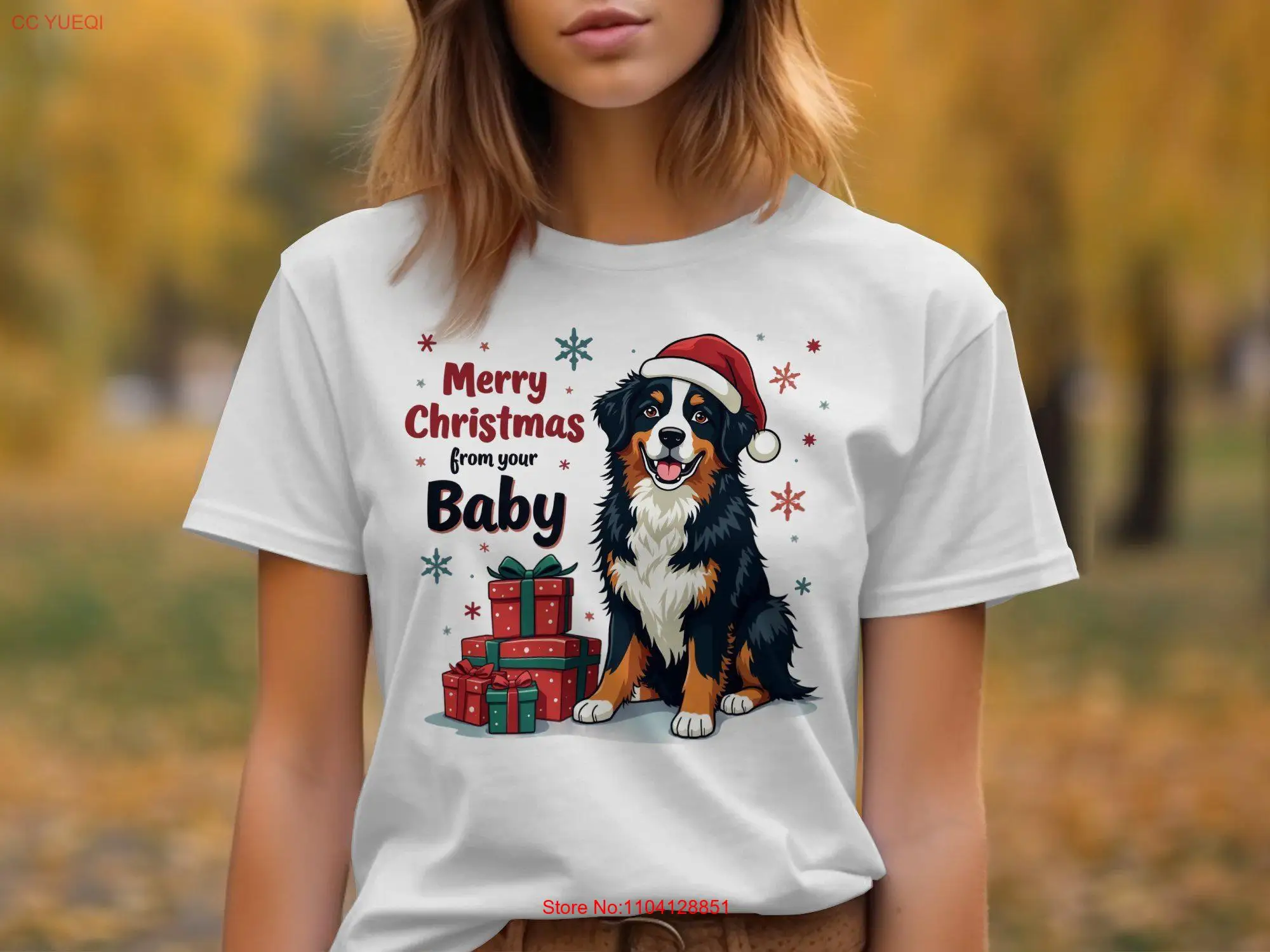 Bernese Mountain Dog Christmas T Shirt Merry from Your Baby Holiday Lover Cute Festive long or short sleeves