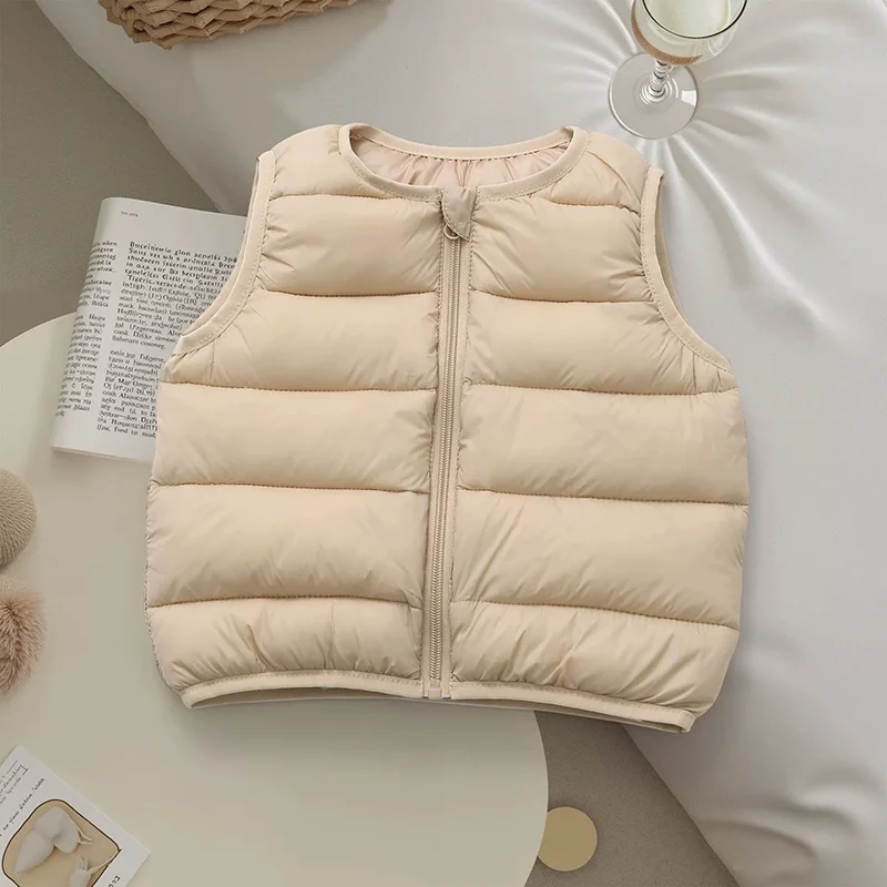 Autumn Winter 2-6 Years Kids Cotton Vest Fashion Solid Color Sleeveless Jacket Boys Girls Thicken Warm Zipper Waistcoat