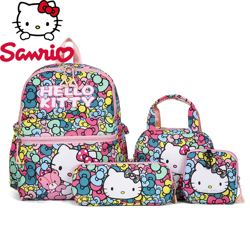 

Sanrio Hello Kitty New Children's Backpack Cartoon Cute 4-piece Set Fashion Girls Backpack Multifunctional Student Backpack