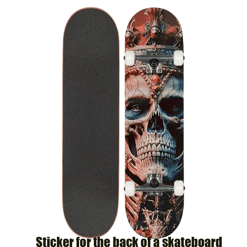 

1 flat "Weird Skull King" retro skateboard sticker, suitable for double skateboard scooter sticker, cool sports skateboard