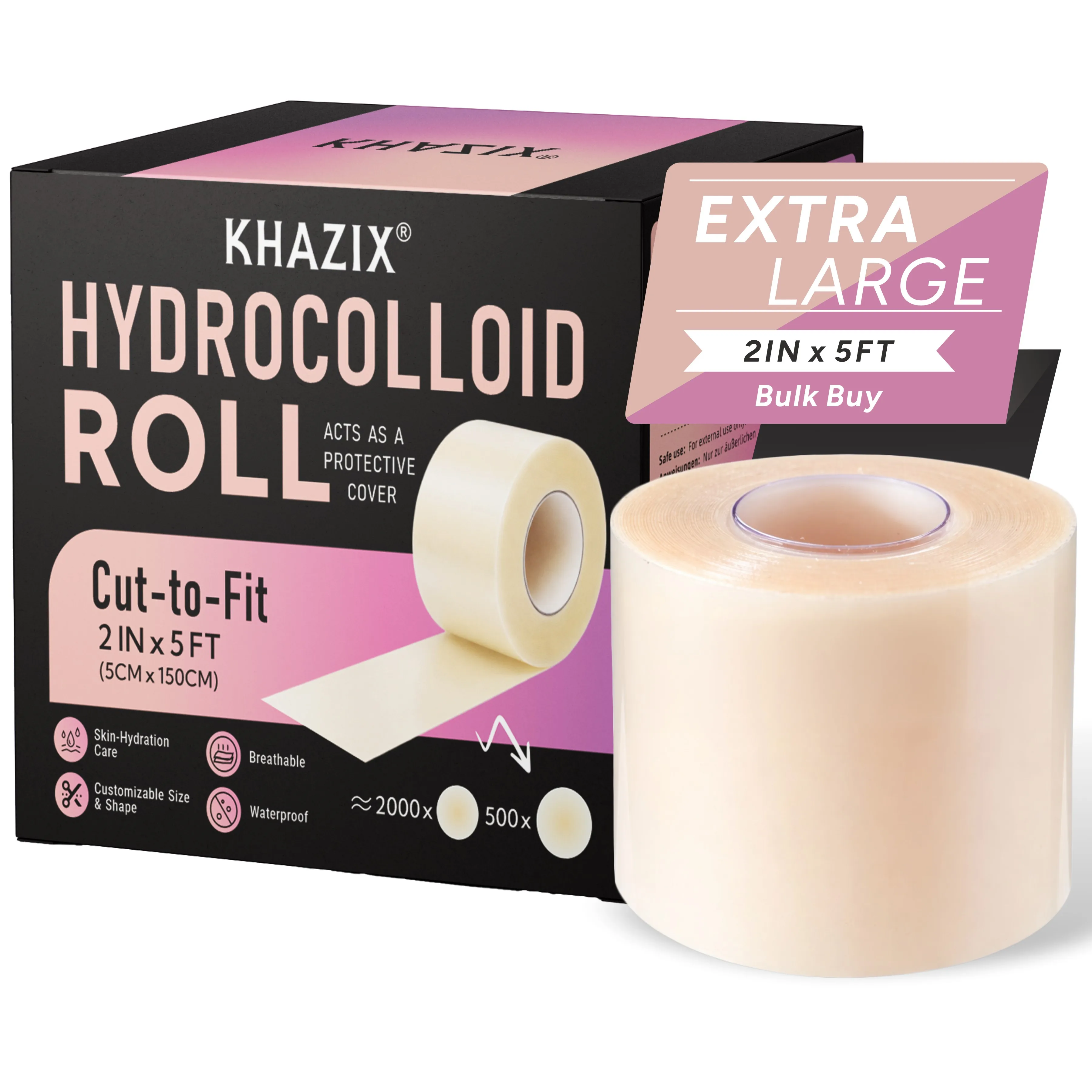 1 Roll of Hydrocolloid Wound Care Roll, Self-Adhesive Waterproof Absorbent Bandage for First Aid Use.