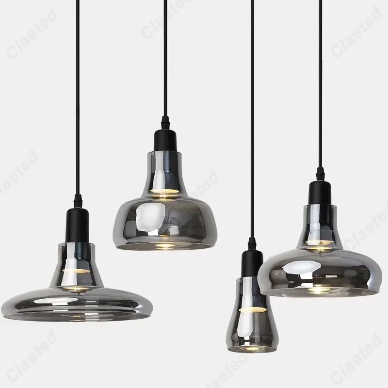 

European Modern Minimalist LED Glass Chandelier Bar Restaurant Living Room Coffee Shop Bedroom Decorative Lighting