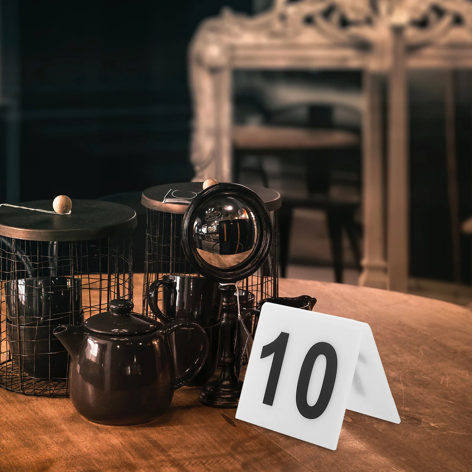 

10Pcs V Shaped Acrylic Table Number Markers Reusable Double Sided Restaurant Evidence Markers Scene Game Supplies