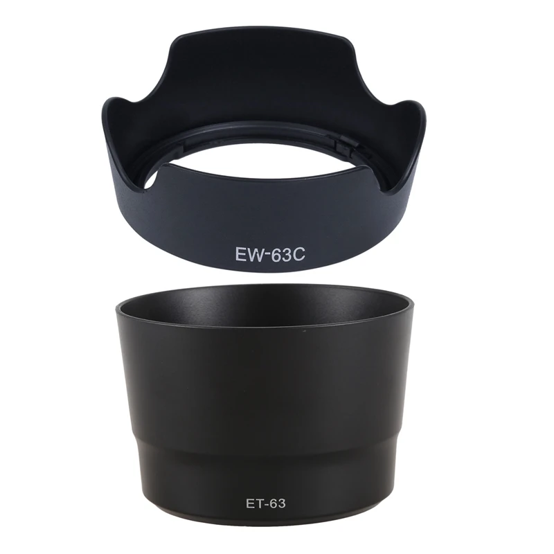 2 Pcs Lens Hood Camera Lens Hood For Canon EF-S: 1 Pcs EW-63C EW63C 18-55Mm F / 3.5-5.6 IS STM Lens Hood & 1 Pcs ET-63 55-250Mm