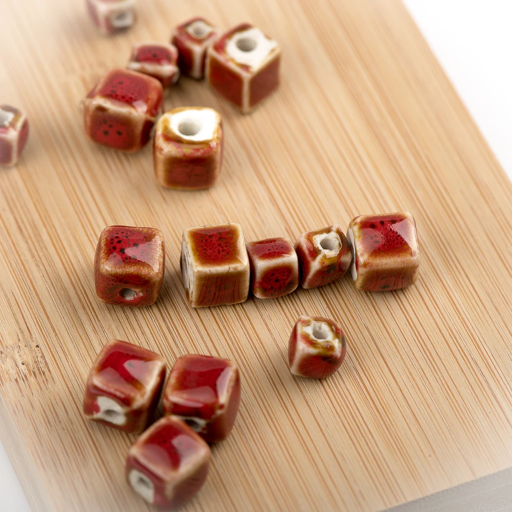 8# 10# 20pcs Square Shape Porcelain Ceramic Bead For Jewelry Making DIY  flower Jewlery&Accessories ceramics beads #A519C