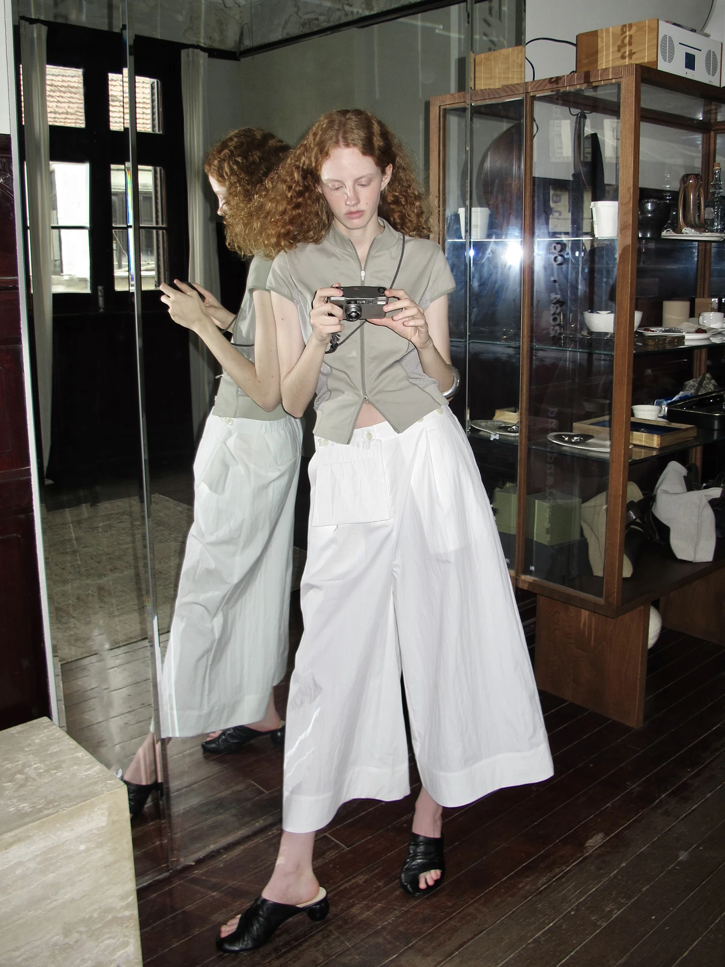 

Molin mat Loose Waist Bag Multi-ket Nine-Piece Wide Leg Pants Casual Cotton Blend Korean Sle Commute Wind