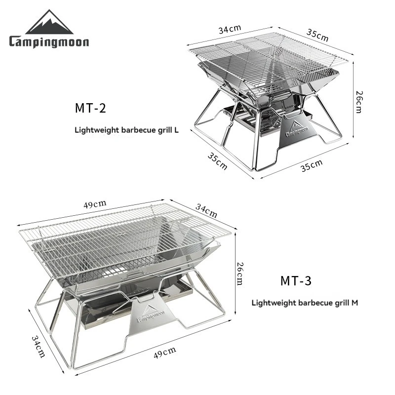 CAMPINGMOON Large Folding Portable Stainless Steel Barbecue Grill BBQ Oven, Camping Picnic Grill Net, Barbecue Grill