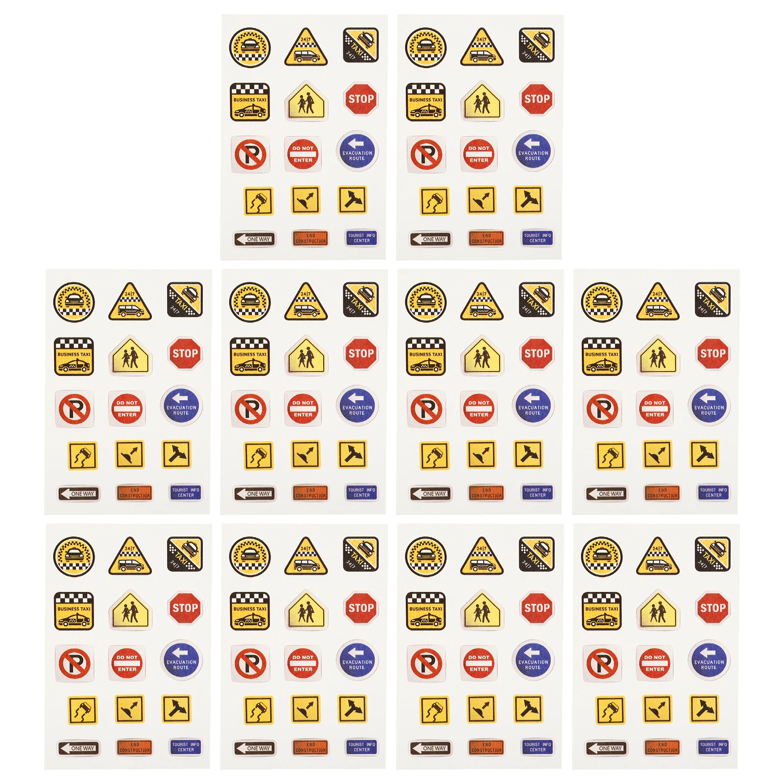 Ensemble d'autocollants de circulation routière, 10 feuilles, autocollants de circulation pour enfants, développement de l'imagination, fournitures scolaires d'art murales amovibles amusantes
