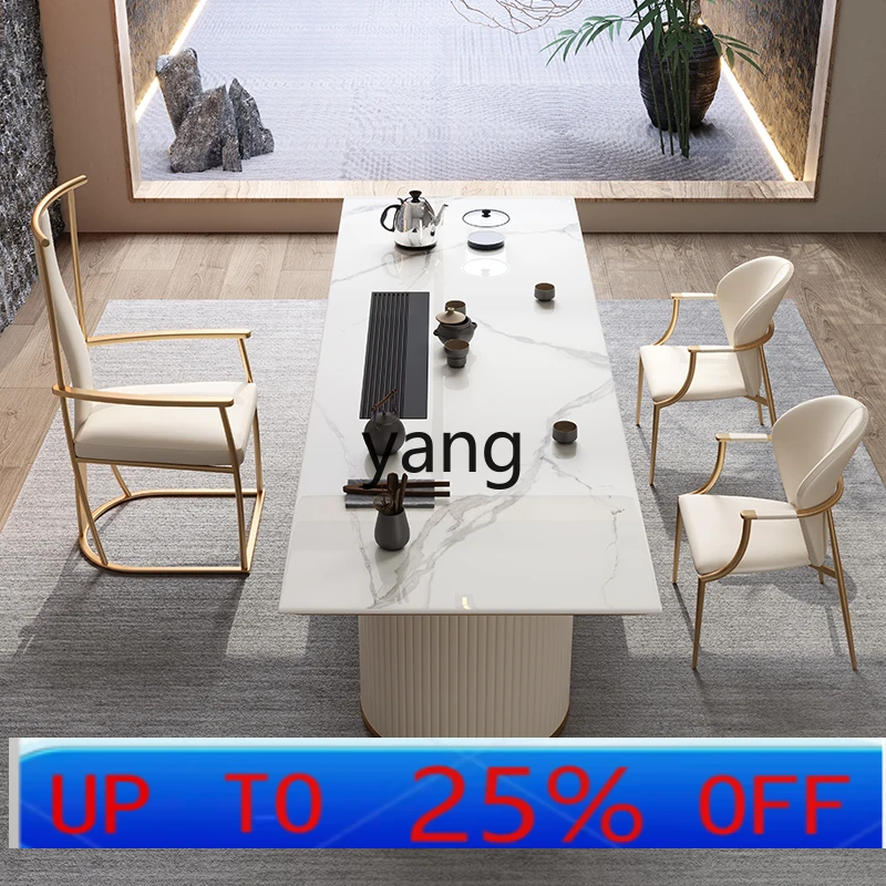 

LH light luxury large board tea table kettle integrated rock slab kung fu tea table set simple