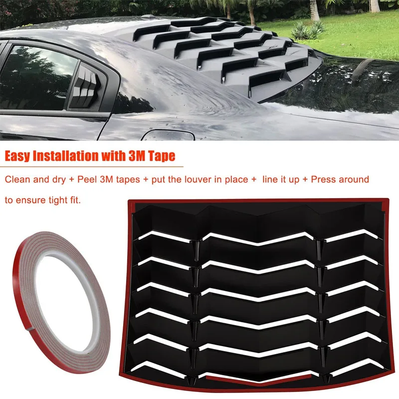 Rear & Side Window Louvers Windshield Sunshade Cover Fits for Dodge Charger 2011-2022 in GT Lambo Style ABS Matte Black