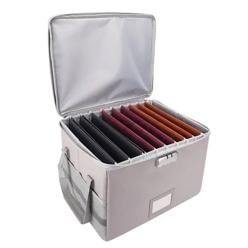 Fireproof Storage File Box Portable Folding Large Capacity Thickened with Lock Travel Identification Important File Box